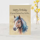 シェトランドポニーのような性格の人へ 誕生日おめでとう 馬 カード (黄色い花)