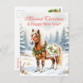 シェトランドポニーパーソナライズされたクリスマス ポストカード (正面/裏面)