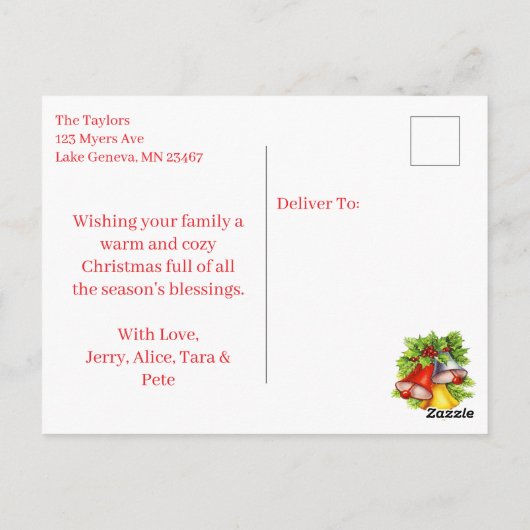 シェトランドポニーパーソナライズされたクリスマス ポストカード (裏面)