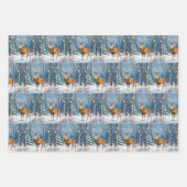 シェトランドポニー、鹿とハイランドカウクリスマス ラッピングペーパーシート (正面3)