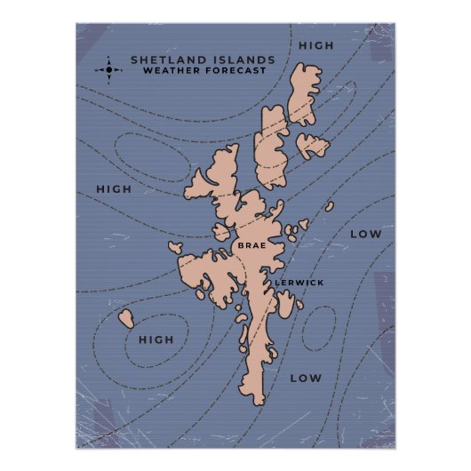 シェトランド諸島の天気予報地図 ポスター (正面)