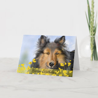 シェトランド諸島の子犬のカスタムな誕生日の挨拶状 カード