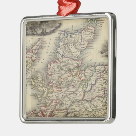 シェトランド諸島島の差込地図が付いているスコットランド メタルオーナメント (左)