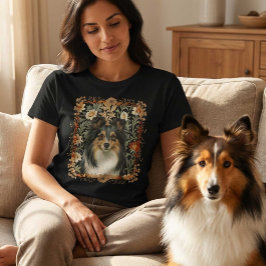 シェトランド・シープドッグ ウィリアム・モリス柄 ヴィンテージ Tシャツ