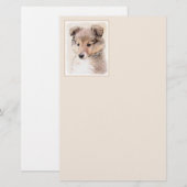 シェトランド·シープドッグ·パ絵画ピーのオリジナル·ドッグ·アート 便箋 (正面/裏面)