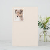 シェトランド·シープドッグ·パ絵画ピーのオリジナル·ドッグ·アート 便箋 (スタンド正面)