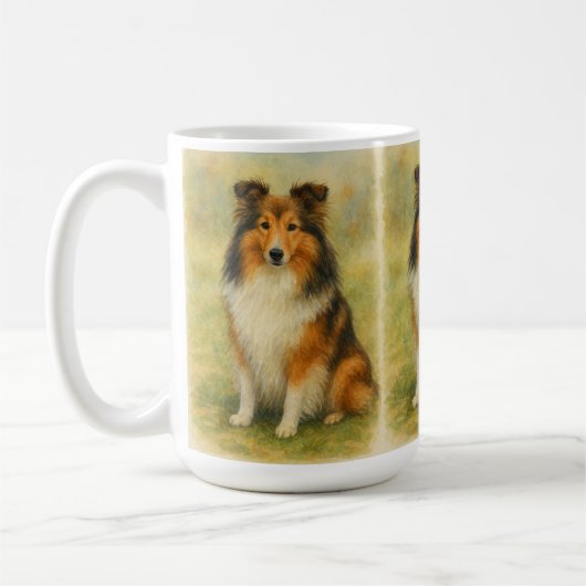 シェトランド・シープドッグ 水彩画 コーヒーマグカップ (左)