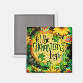 シェナニおもしろいガングリーンアイリッシュクローバー マグネット (正面/裏面)