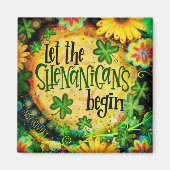 シェナニおもしろいガングリーンアイリッシュクローバー マグネット (正面)