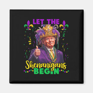 シェナニガンがトランプを始めようマルディグラスメンズ マグネット