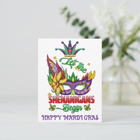 シェナニガンがマルディグラのはがきを開始しよう ポストカード (スタンド正面)