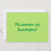 シェナニガンって言った?ハッピーパトリックスの日 招待状 (正面)