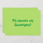 シェナニガンって言った?ハッピーパトリックスの日 招待状 (正面/裏面)