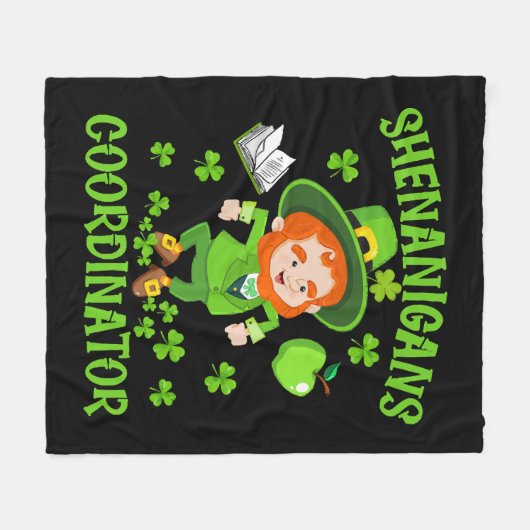 シェナニガンスおもしろいコーディネーター先生セントパトリック フリースブランケット (正面(横))