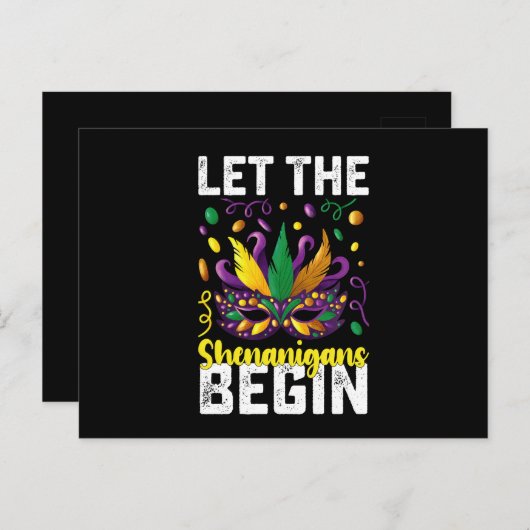シェナニガンスがマルディグラカーニバルを始める ポストカード (正面/裏面)