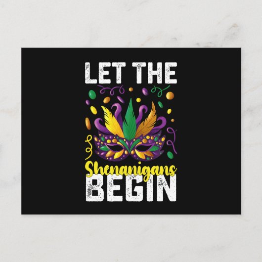 シェナニガンスがマルディグラカーニバルを始める ポストカード (正面)