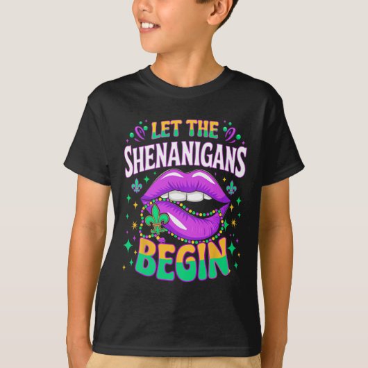 シェナニガンスがマルディグラキス唇を始める Tシャツ (正面)