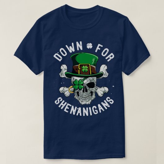 シェナニガンスSt patricks dayおもしろいスカル Tシャツ (デザイン正面)