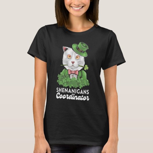 シェナニガンズコーディネーター先生キャットSt patricksダ Tシャツ (正面)
