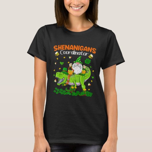 シェナニガンズコーディネーター聖パトリックの日の恐竜 Tシャツ (正面)