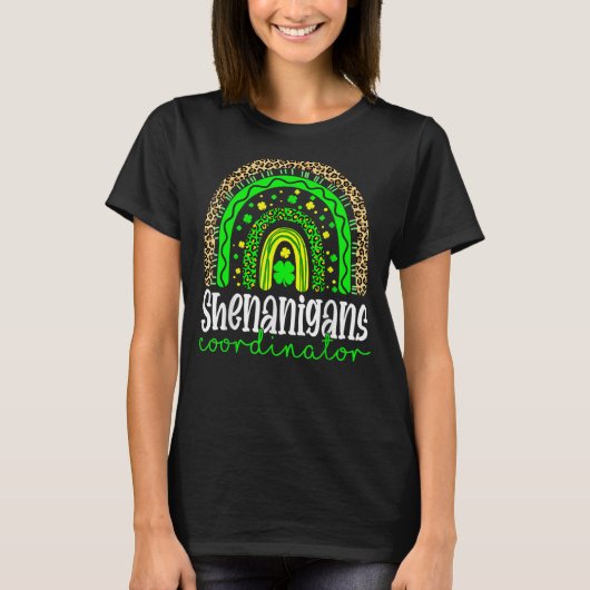 シェナニガンズコーディネーターLeopard Rainbow St Patrick Tシャツ (正面)