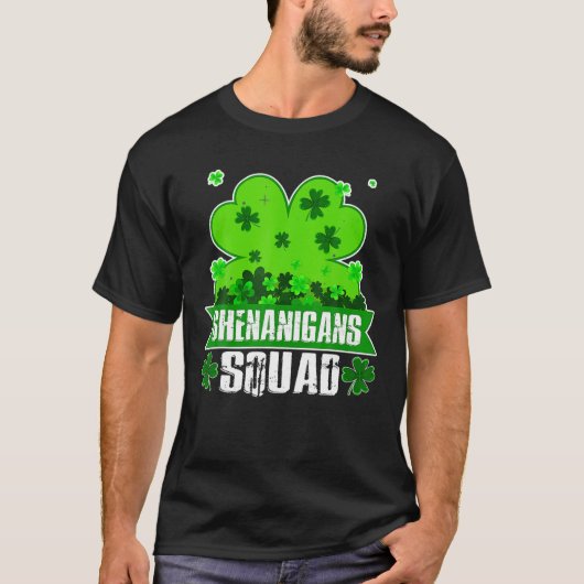 シェナニガンズスクワッドSt patricks dayシャムロッククローバー Tシャツ (正面)