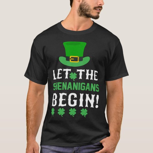 シェナニ人にシャムロック帽を始めさせる Tシャツ (正面)