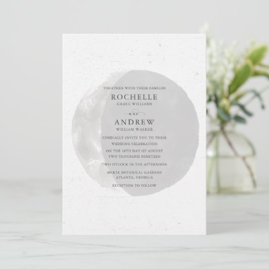 シェナル白黒ムーン結婚式招待状 招待状 (スタンド正面)