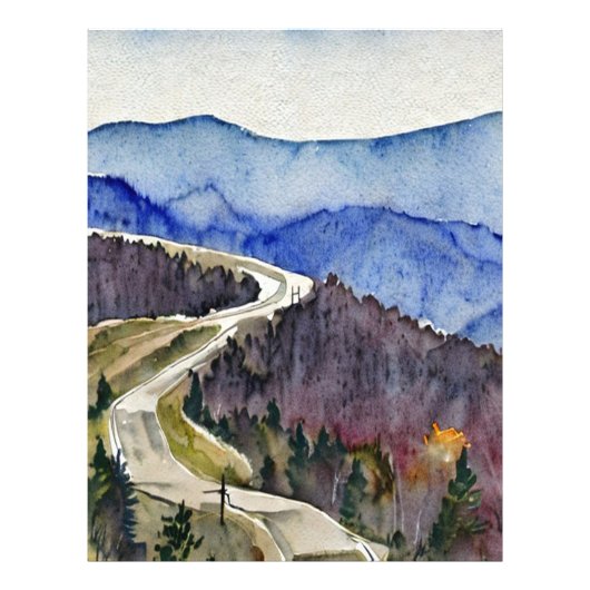 シェナンドア国立公園スカイラインドライブの水彩 フォトプリント            (正面)