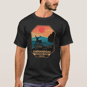 シェナンドア国立公園ディアミニマルレトロエンブレム Tシャツ