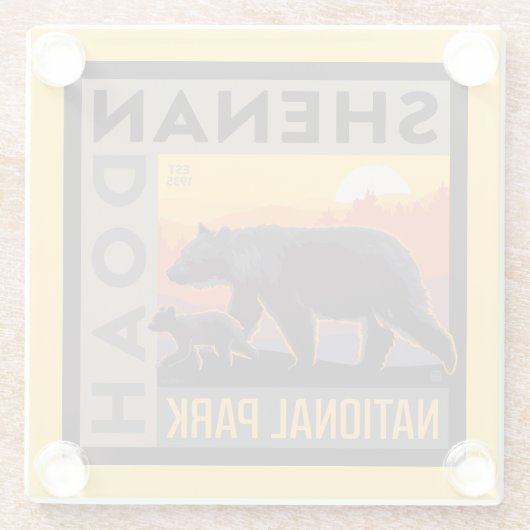 シェナンドア国立公園 |ママベア&カブス ガラスコースター (裏面)