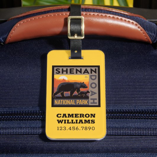 シェナンドア国立公園 |ママベア&カブス ラゲッジタグ (正面インサイチュ2)