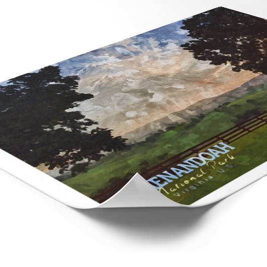 シェナンドア水彩画 – バージニア統一された州 ポスター (角)