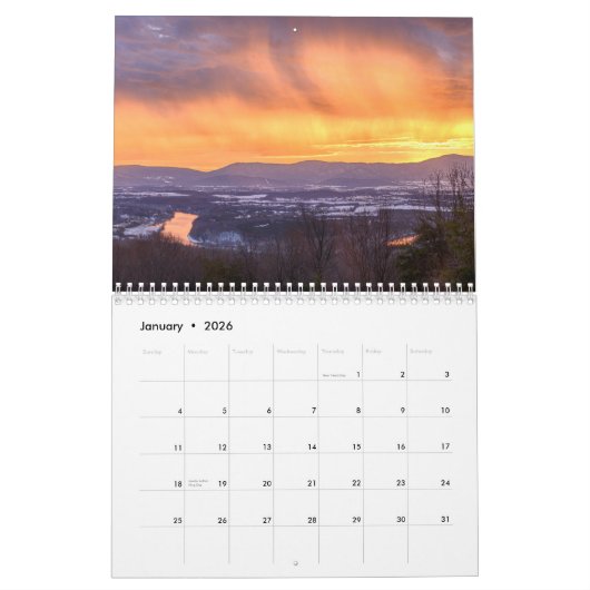 シェナンドア渓谷の新しい始まりの日の出カレンダー カレンダー (1月 2026)