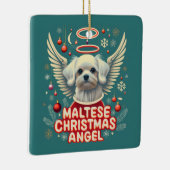 シェニードホリデーチャームマルチーズクリスマスエンジェル セラミックオーナメント (右)