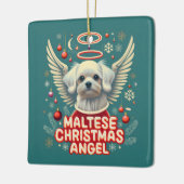 シェニードホリデーチャームマルチーズクリスマスエンジェル セラミックオーナメント (左)