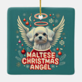シェニードホリデーチャームマルチーズクリスマスエンジェル セラミックオーナメント (裏面)