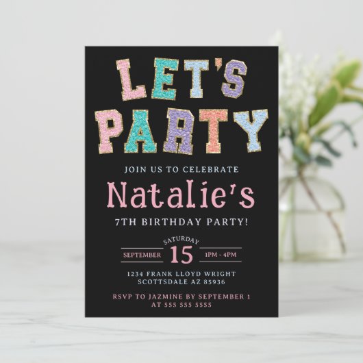 シェニールパーティー名門私立校風のフェイク誕生日パーティー 招待状 (スタンド正面)