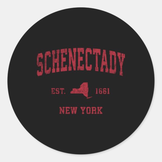 シェネクタディニューヨークNyスポーツレッドプリント ラウンドシール (正面)