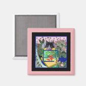 シェバの金魚、猫、アート・パロディ。 マグネット (正面/裏面)