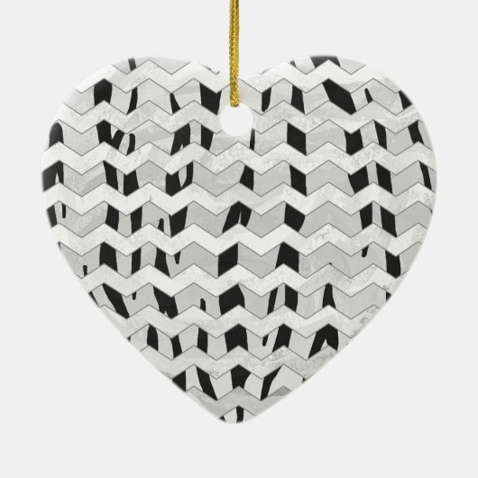 シェバロンタイガーブラックアンドホワイトプリント セラミックオーナメント (裏面)