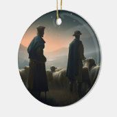シェパードがクリスマスに群れを見る セラミックオーナメント (左)