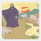 シェパードと彼のフロック広場のステッカー スクエアシール (正面)