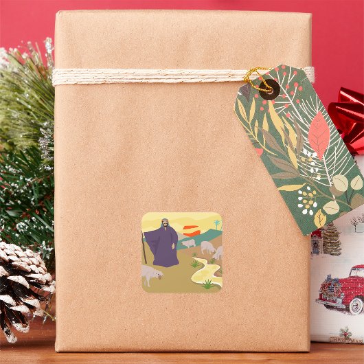 シェパードと彼のフロック広場のステッカー スクエアシール