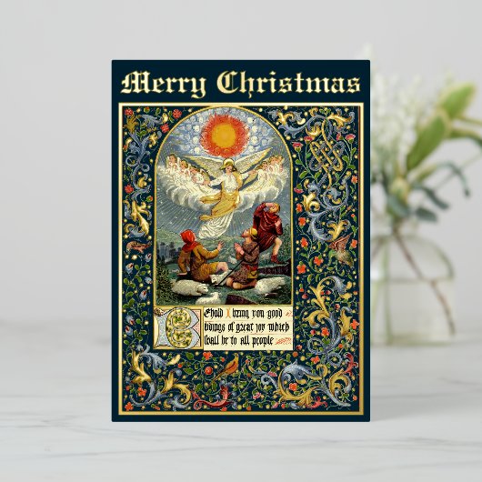 シェパードへのクリスマス出生受胎告知 箔シーズンカード (立ち正面)