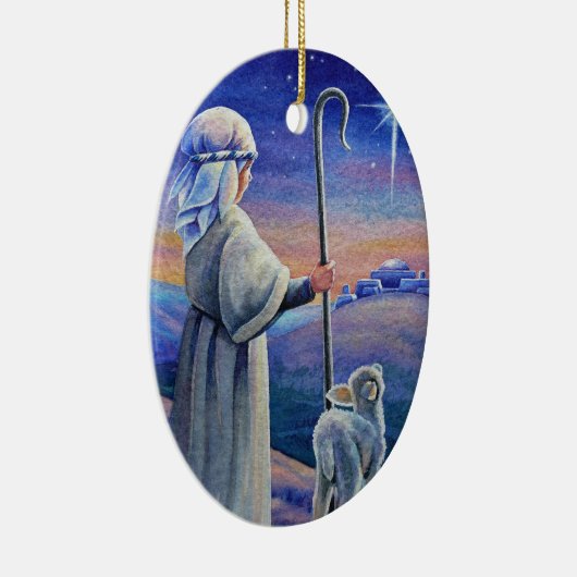 シェパードボーイラム&スターウォーターカラーアート セラミックオーナメント (右)