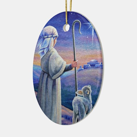 シェパードボーイラム&スターウォーターカラーアート セラミックオーナメント (左)