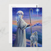 シェパードボーイラム&スタークリスマスウォーターカラーアート ポストカード (正面/裏面)