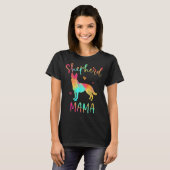 シェパードマカラフルマドイツ羊飼い犬ママ Tシャツ (正面フル)