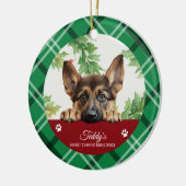 シェパード犬　最初のクリスマス セラミックオーナメント (左)
